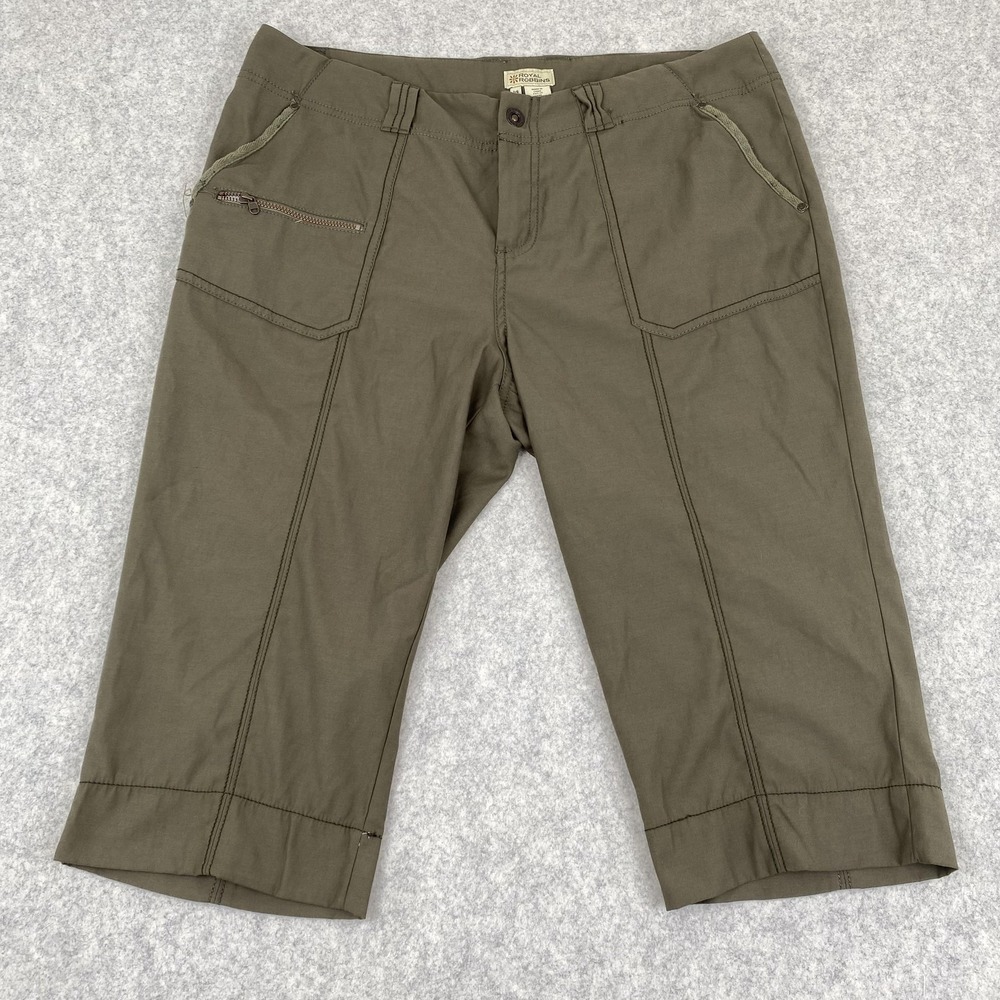 Royal Robbins Capri Pants Womens 14 (34x15) Green Twill Straight Stretch Travel